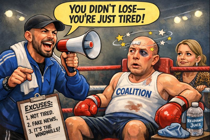 Andrew Tate coaching Peter Dutton in boxing ring satire